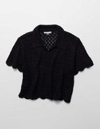 AE 鈕扣針織 Polo 上衣