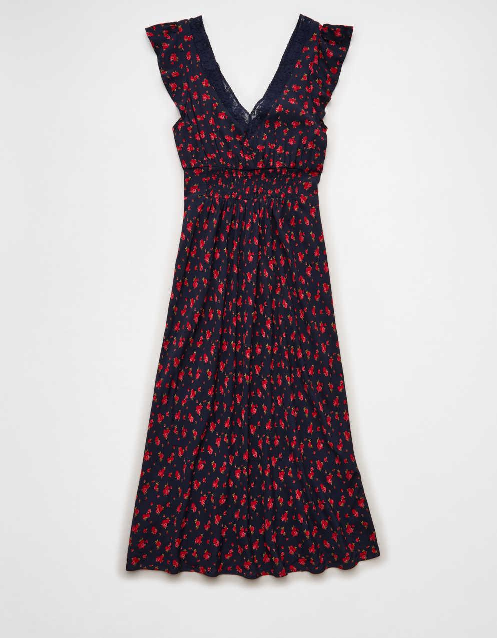 AE Short Sleeve V-Neck Midi Dress
