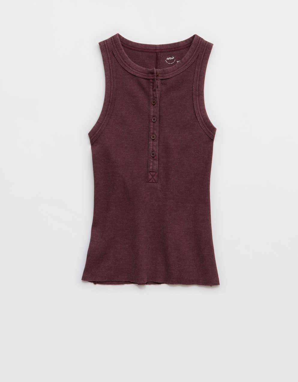 Aerie Unwind Waffle Henley Tank Top