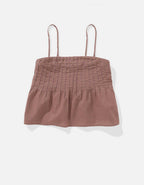 AE Linen-Blend Strapless Pintuck Top