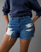 AE Strigid Curvy Ripped Denim Mom Short