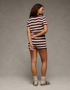 AE Cropped Crochet Sweater Polo Shirt