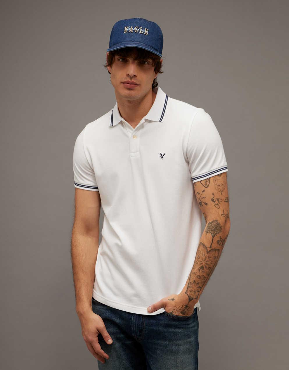 AE 修身 Tipped Flex Pique Polo襯衫