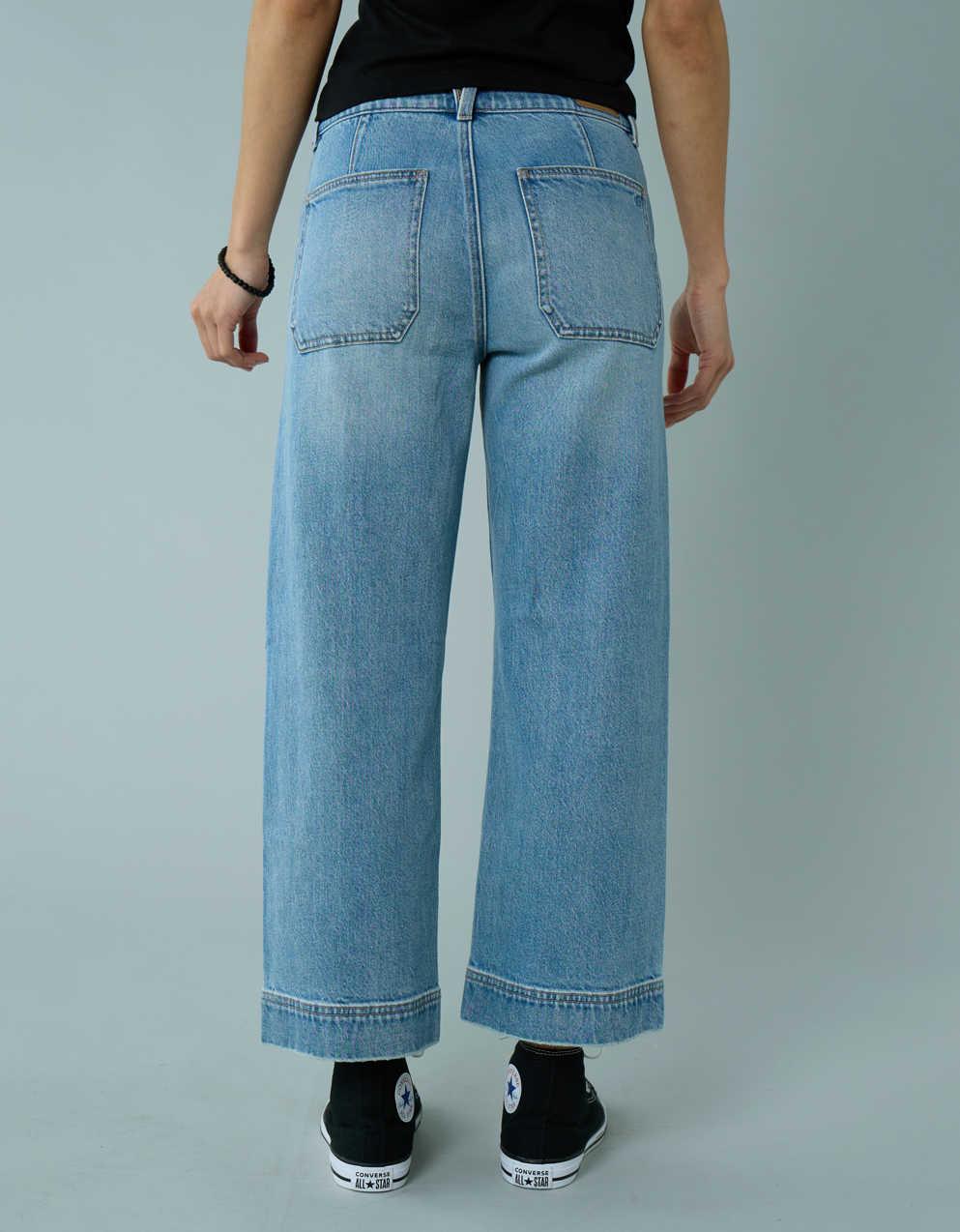 AE 彈性高腰短版牛仔褲