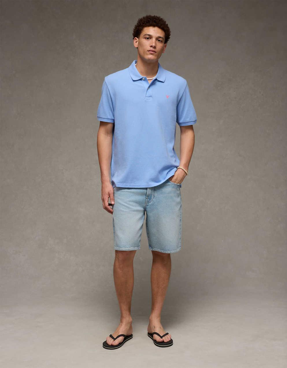 AE Standard Fit Pop Logo Pique Polo Shirt