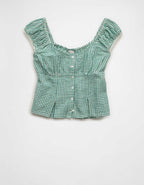 AE Cap-Sleeve Button-Up Top