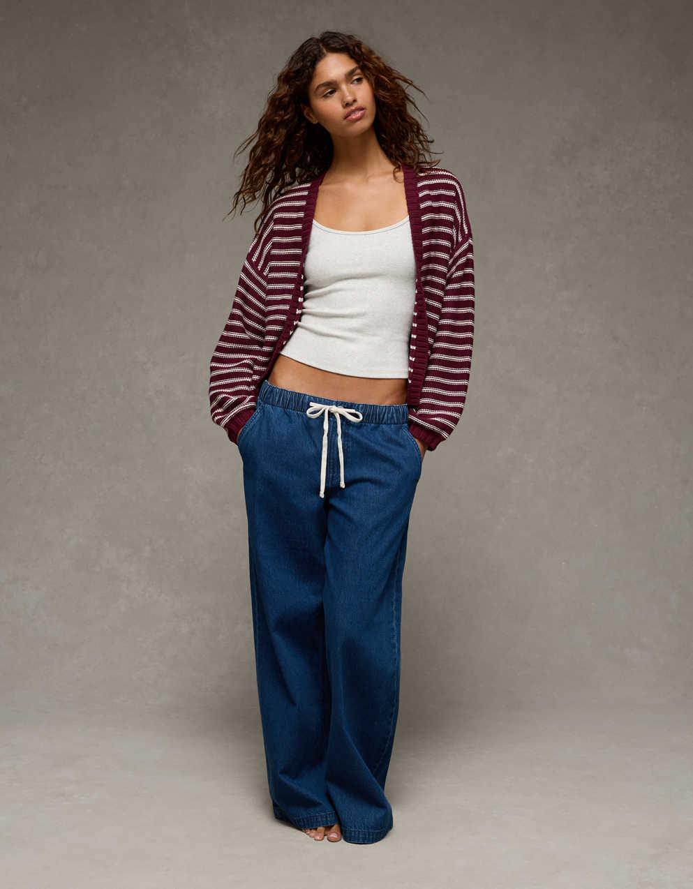 AE Balloon-Sleeve Open-Front Cardigan