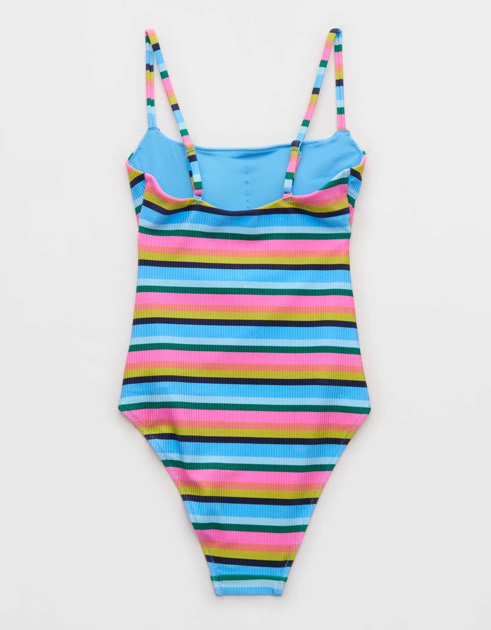 Aerie Cutout Shine Rib One Piece Swimsuit