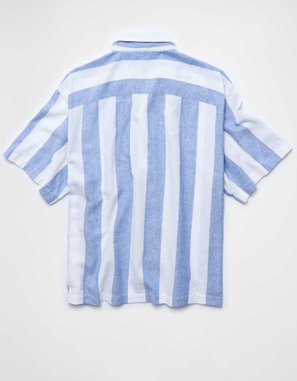 AE Relaxed Fit Linen-Blend Camp Collar Shirt