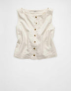 AE Linen-Blend High-Neck Vest