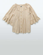 AE Linen-Blend Ruffle Blouse