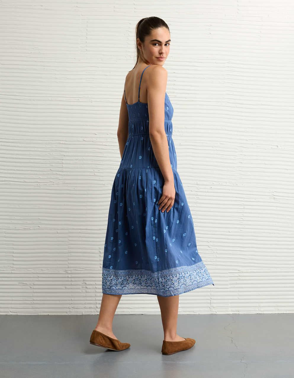 AE V-Neck Side Tie Midi Dress