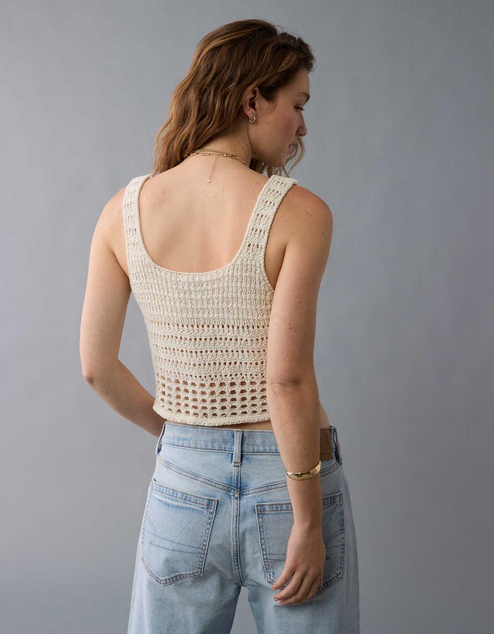 AE Cropped Crochet Tank Top