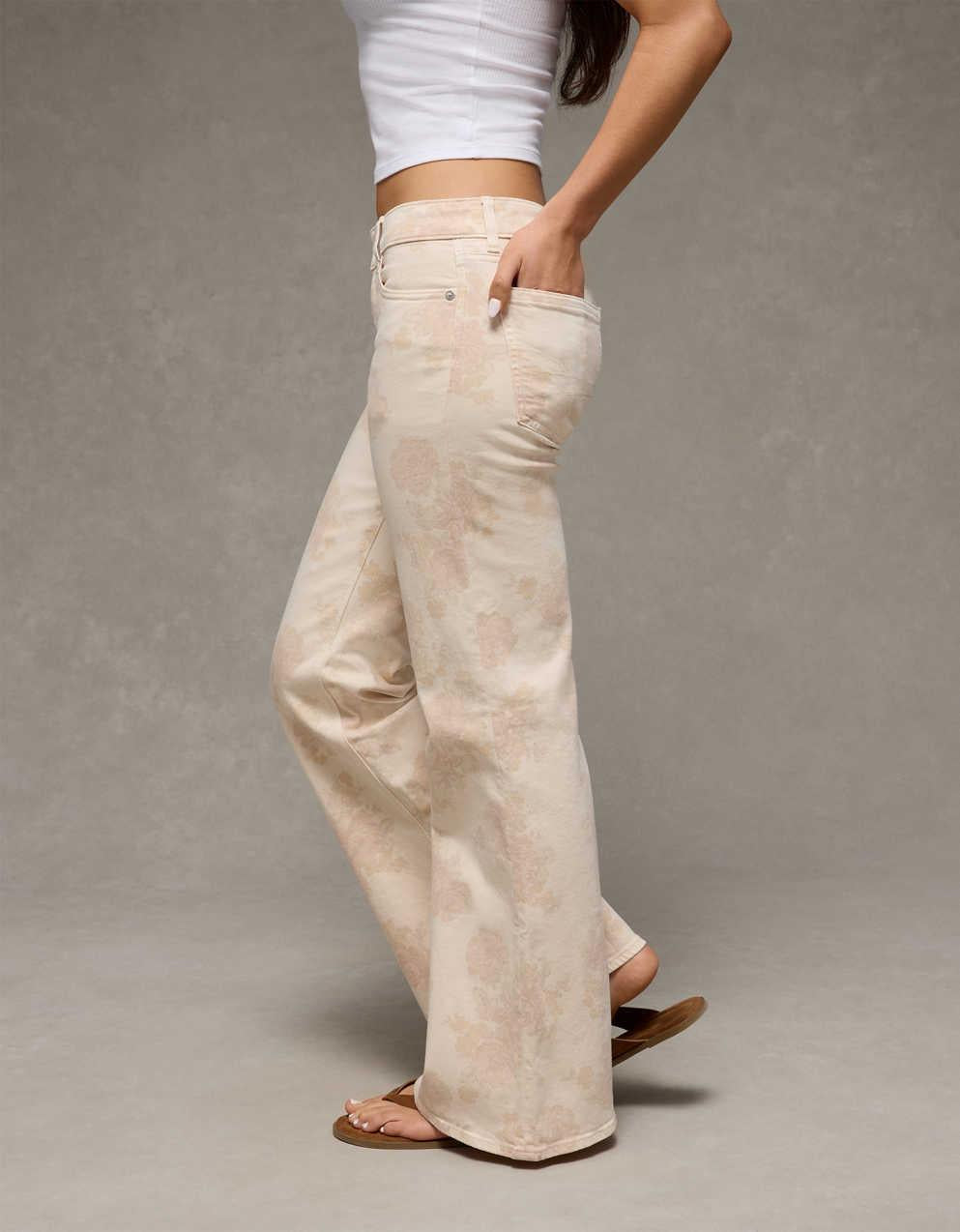 AE Stretch Low-Rise Floral Print Flare Jean