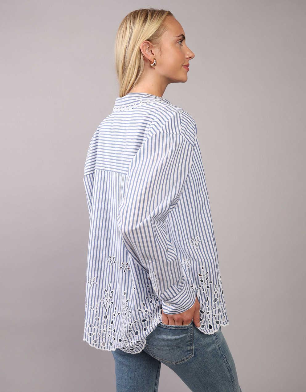 AE Embroidered Perfect Button-Up Shirt