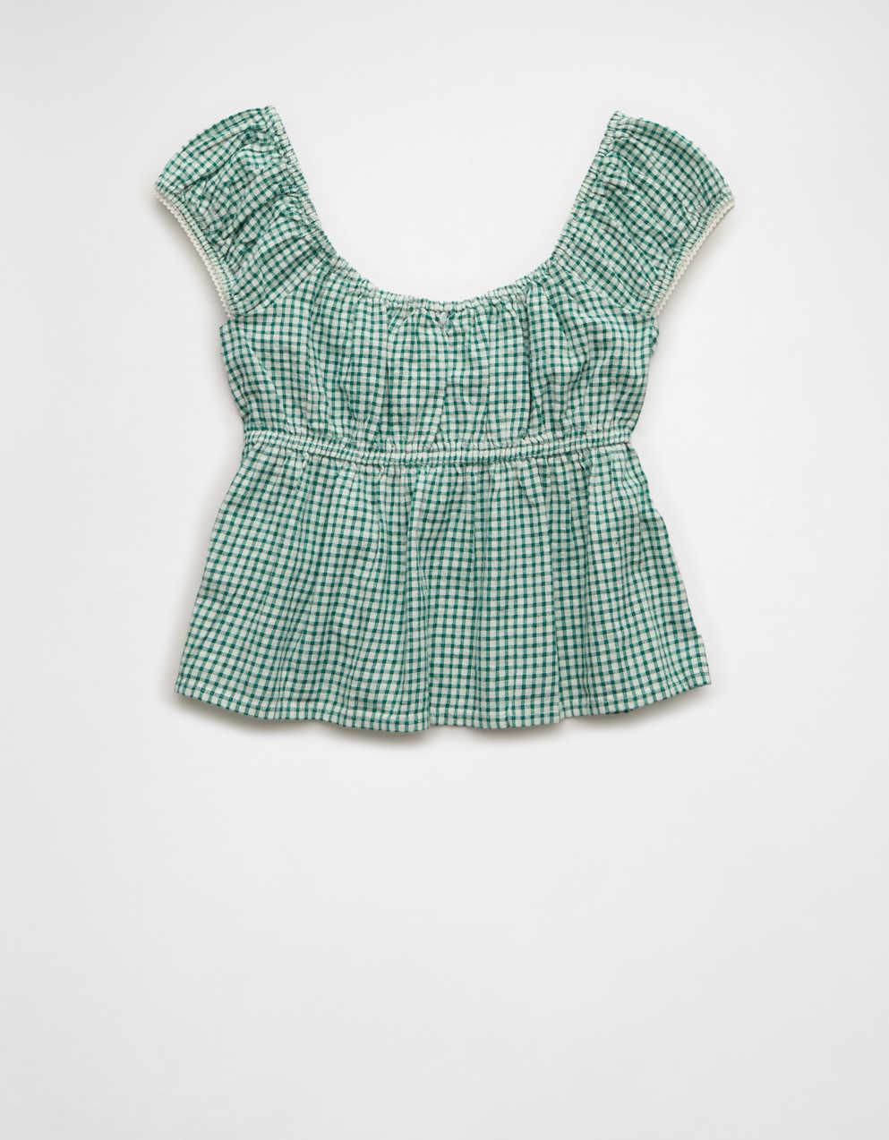 AE Cap-Sleeve Button-Up Top