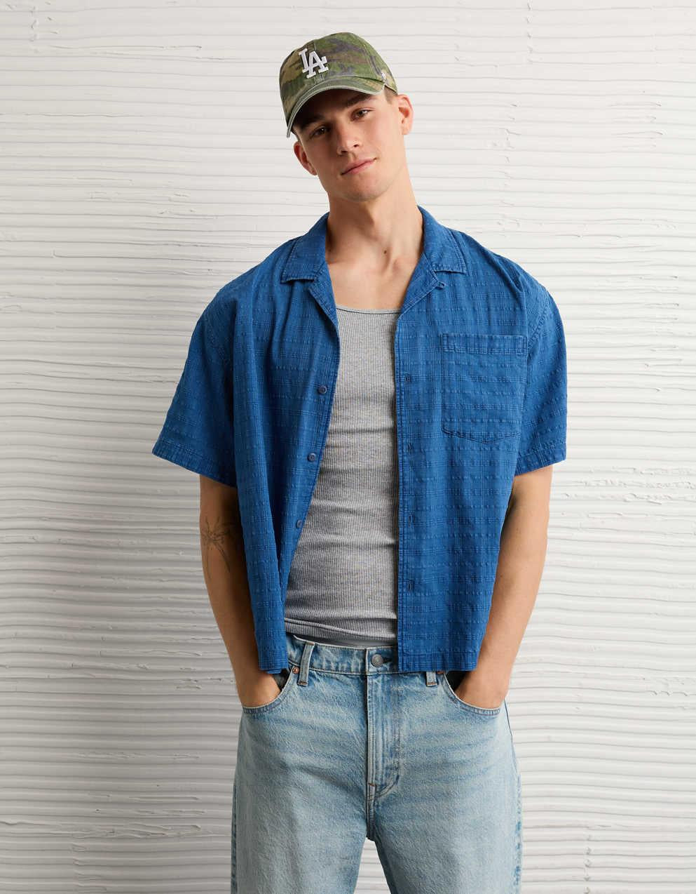 AE Relaxed Short-Sleeve Button-Up Shirt