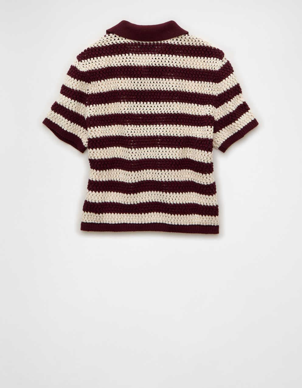 AE Cropped Crochet Sweater Polo Shirt