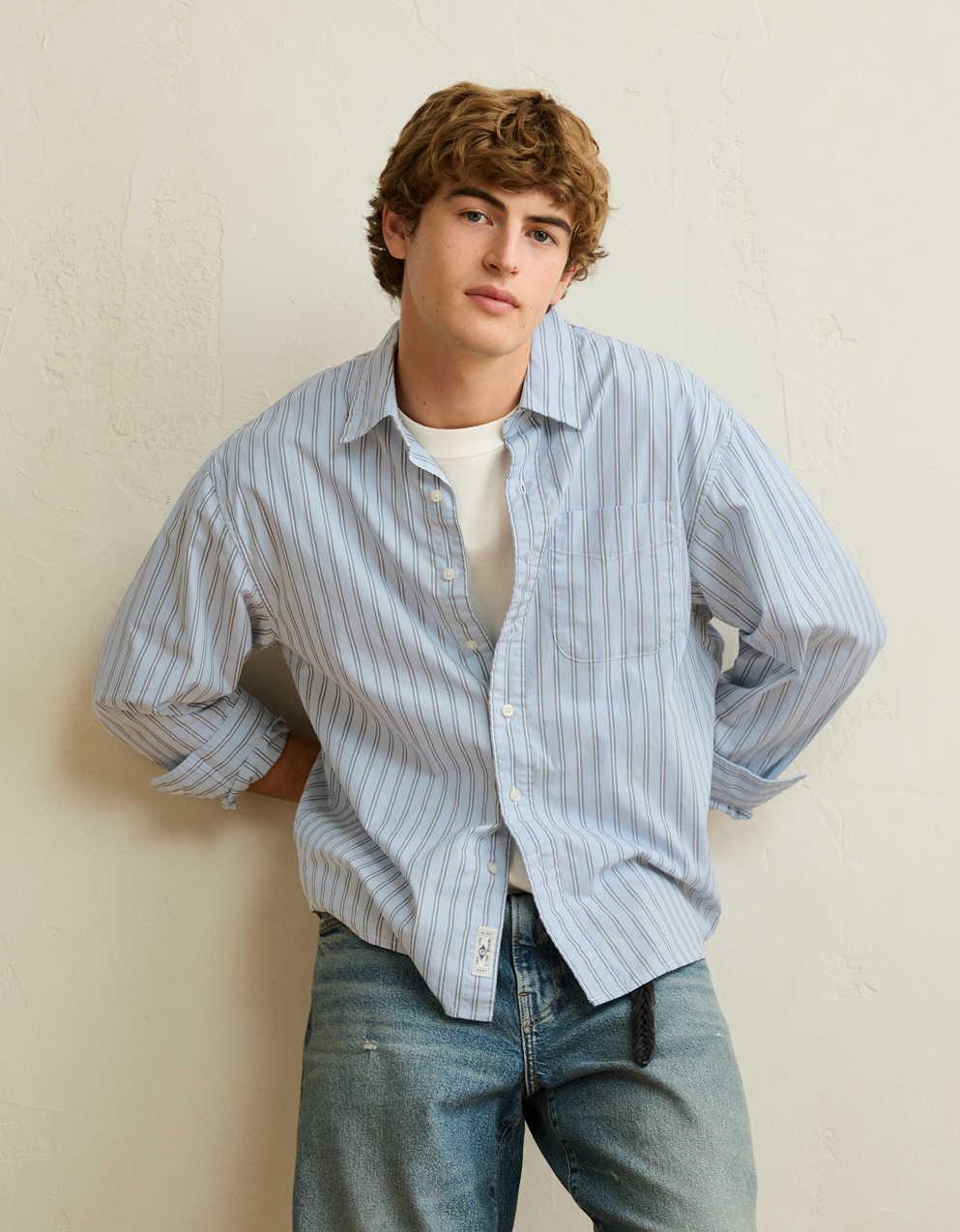 AE Relaxed Fit Poplin Button-Up Shirt