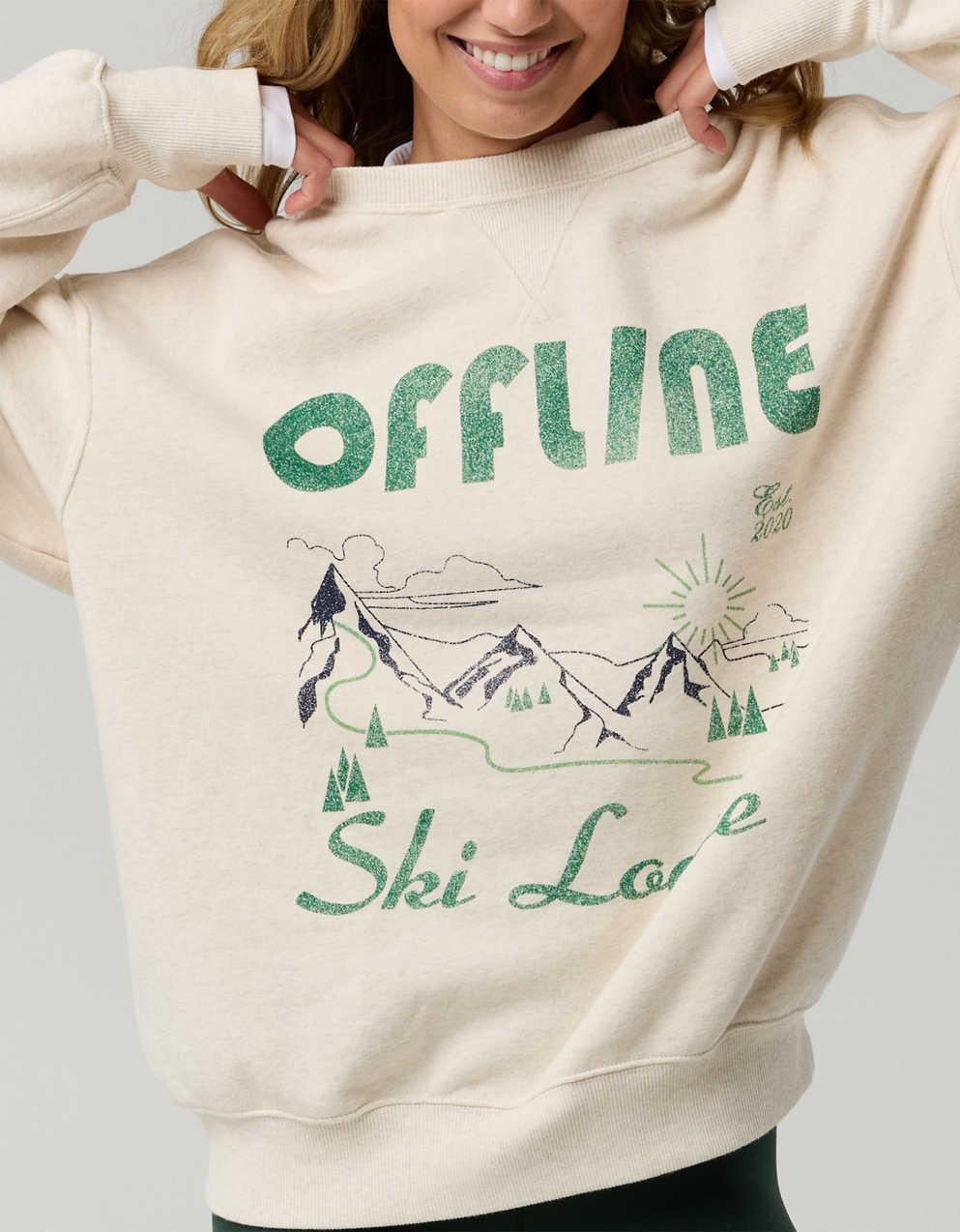 OFFLINE By Aerie 雲毛絨超大圓領運動衫