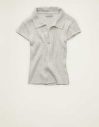 AE V-Neck Cable Knit Sweater Polo