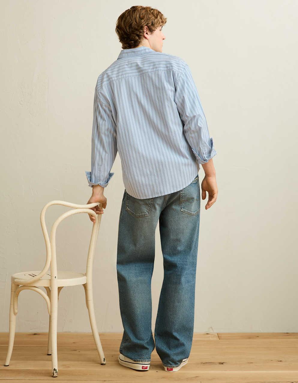 AE Relaxed Fit Poplin Button-Up Shirt