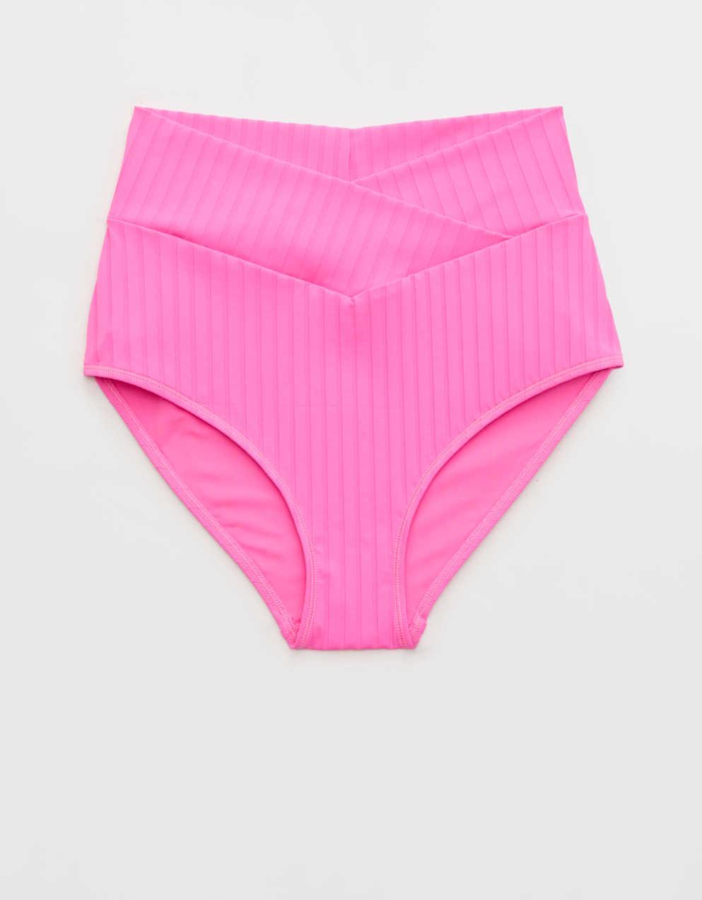 Aerie 羅紋高腰全覆蓋比基尼泳褲