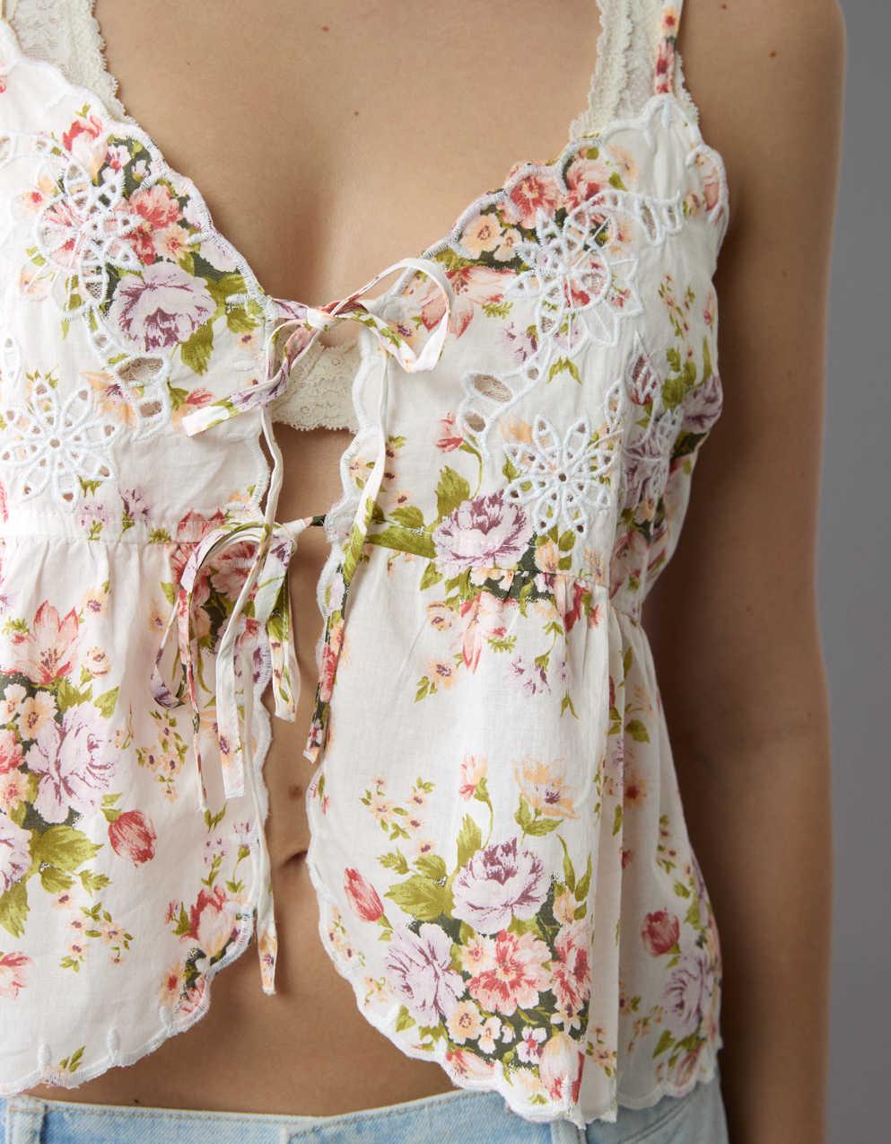 AE 正面綁帶刺繡背心