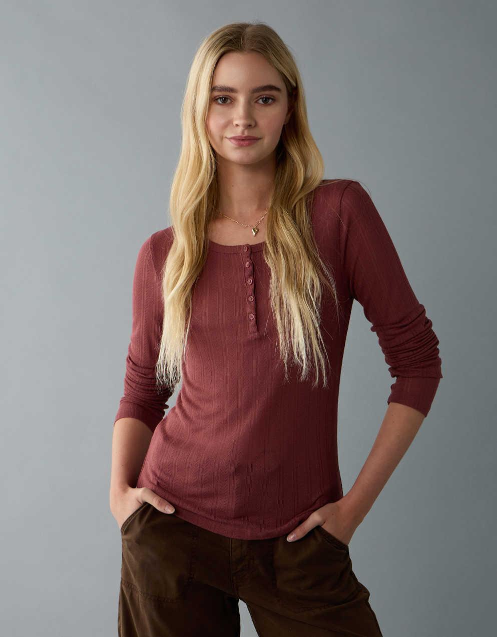 AE Long Sleeve Henley T-Shirt