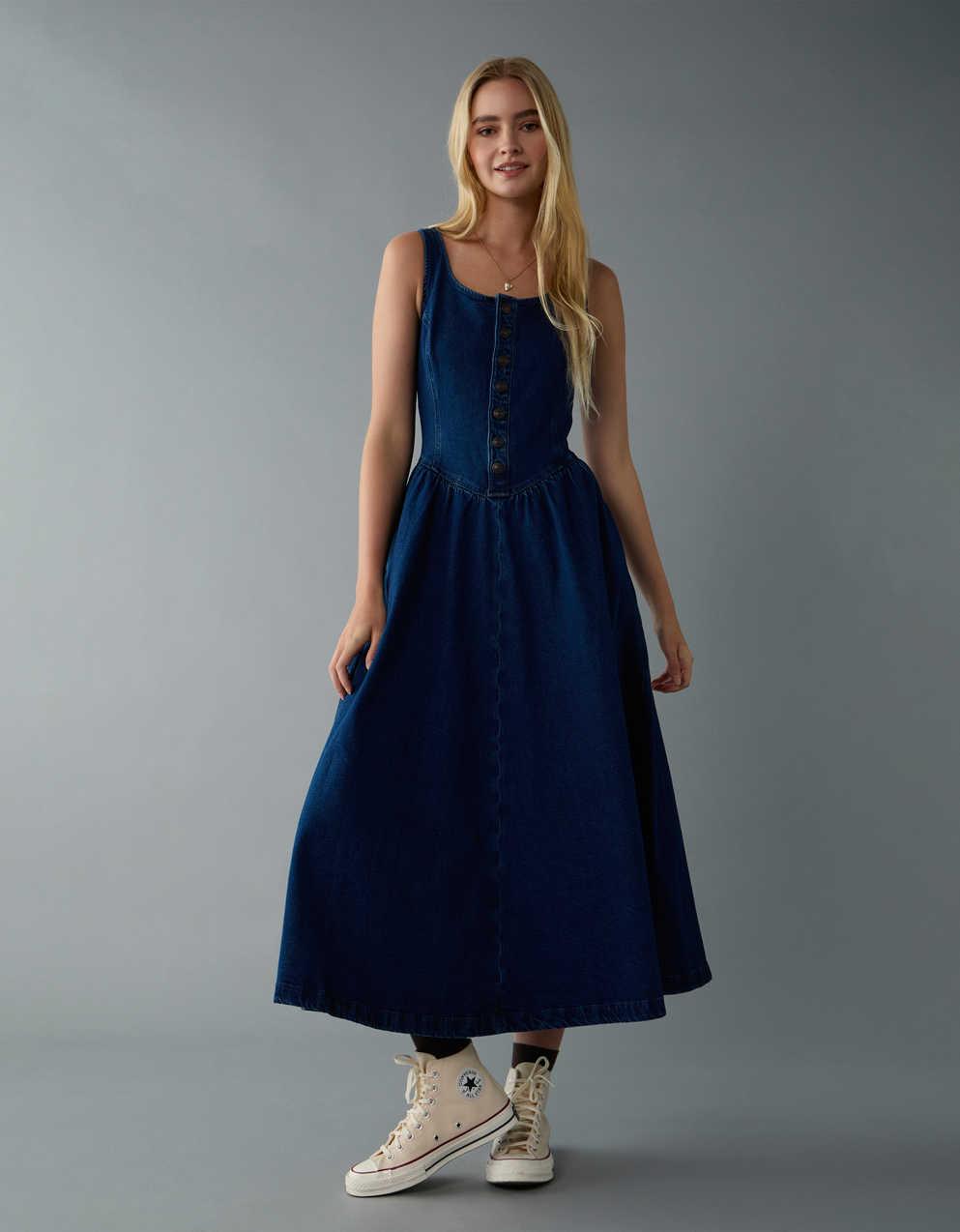 AE Sleeveless Corset Denim Dress