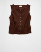 AE Linen-Blend High-Neck Vest