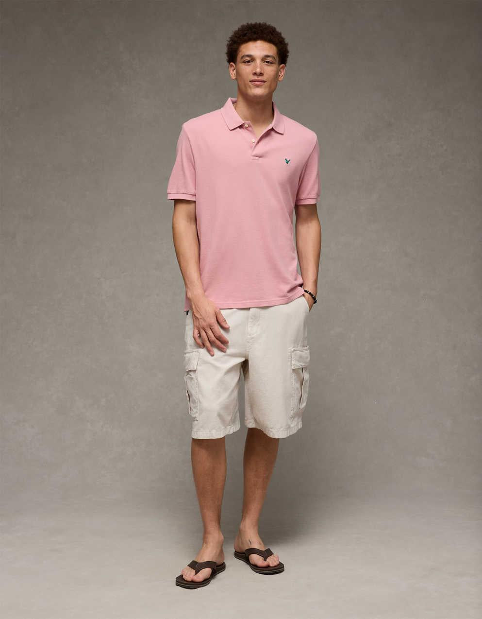 AE Standard Fit Pop Logo Pique Polo Shirt