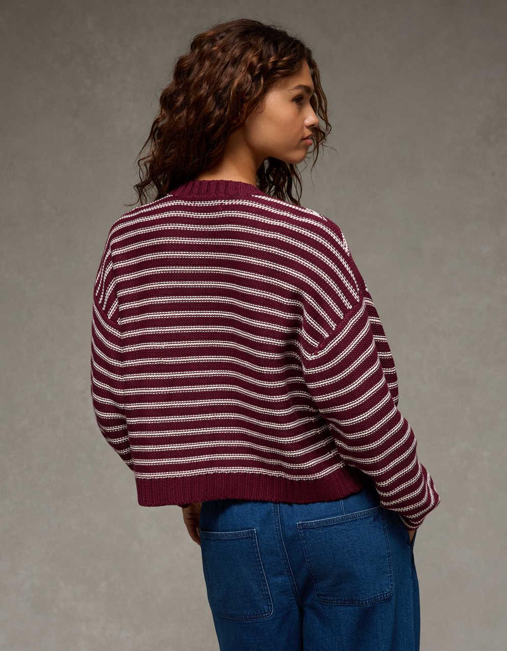 AE Balloon-Sleeve Open-Front Cardigan