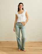 AE Cap-Sleeve Button-Up Top